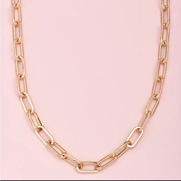 Gold-toned Paper Clip Link Chain Necklace - Picture 2 of 7